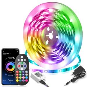 Tiras LED, Luces Led Habitación 15 Metros, RGB Bluetooth Tiras LED con 44 Teclas Control Remoto y Inteligente Control de APP