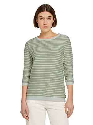 TOM TAILOR Denim 1017277 Sudadera, Mujer, 29136 - verde y blanco a rayas, XL