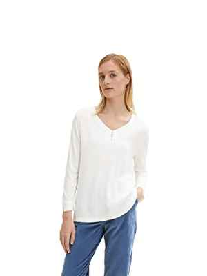 TOM TAILOR Señoras Camiseta con cremallera 1032747, 10315 - Whisper White, S