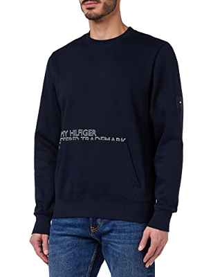 Tommy Hilfiger Cuello Redondo gráfico con Insignia Sudaderas, Desert Sky, L para Hombre