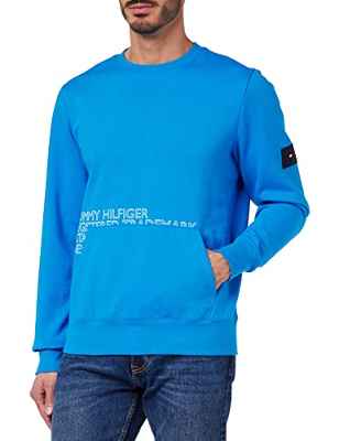 Tommy Hilfiger Cuello Redondo gráfico con Insignia Sudaderas, Shocking Blue, XXL para Hombre