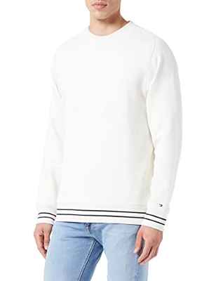 Tommy Hilfiger Cuello Redondo Tipo Mixto con Punta Sudadera, Marfil, L para Hombre