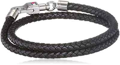 Tommy Hilfiger Jewelry Pulsera para Hombre de Piel Negro - 2701063