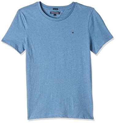 Tommy Hilfiger T Camiseta Básica de Manga Corta, Azul (Dark Allure Heather), 122 (Talla del Fabricante: 7) para Niños