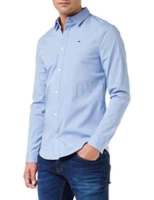 Tommy Jeans Original Stretch Camisa, Azul (Lavender Lustre), XXL para Hombre