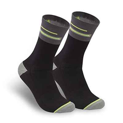 Topactive Calcetines Ciclismo Altos Transpirables, Calcetines running unisex para Hombres y Mujeres - 1 Par (39-41, Negro Gris Verde)