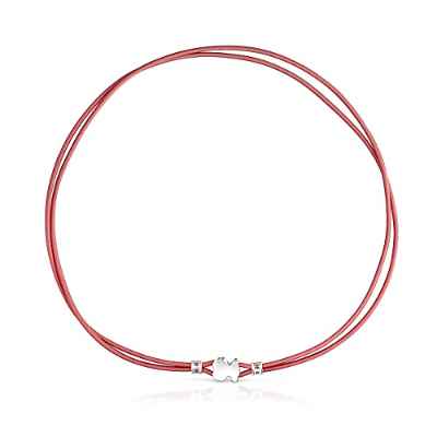 TOUS Collar Elástico Rosa para Mujer con Motivo de Oso de Plata de Primera Ley, 43cm de Largo, Casual y Versátil, Colección Sweet Dolls