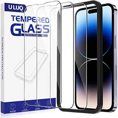 ULUQ Protector Pantalla Compatible con iPhone 14 Pro 6.1 pulgada,Cristal Templado,Vidrio Templado con Marco de Alineación,Antihuellas,Antiarañazos,Sin Burbujas,Dureza 9H