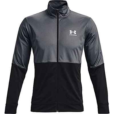 Under Armour Chaqueta de piqué para Hombre Camisa, Grey and Black, S