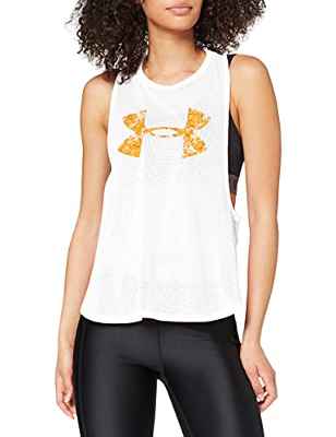 Under Armour Mesh Around Tank Tanque, Mujer, Blanco (Onyx White/Mango Orange 112), S