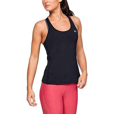 Under Armour UA Heatgear Racer, Camiseta sin Mangas Mujer, Negro (Black / Metallic Silver) , XL