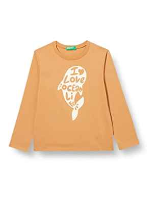 United Colors of Benetton 3VR5G105O Camiseta de Manga Larga, U14 Amarillo Mostaza, 90 para Niñas