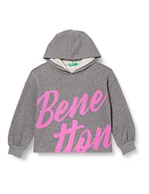 United Colors of Benetton Camiseta M/L 3J68C200U Sudadera con Capucha De Manga Larga, Melange Gris Oscuro 507, KL para Niñas