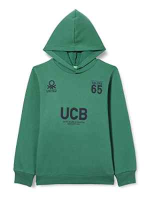 United Colors of Benetton Camiseta M/L 3JLXC201I Sudadera con Capucha DE Manga Larga, Forest Green U1, 130 para Niños