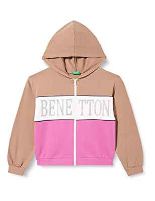 United Colors of Benetton Chaqueta con Gorra M/L 3GNSC501C Sudadera con Capucha DE Manga Larga, Marrón 2E1, 140 para Niñas