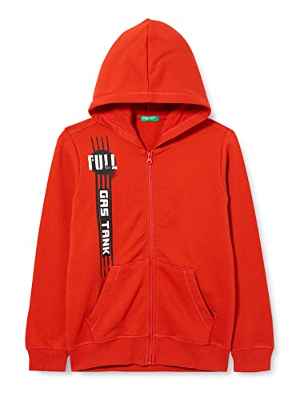 United Colors of Benetton Chaqueta con Gorra M/L 3J68C500R Sudadera con Capucha DE Manga Larga, Rojo Oscuro 29L, 130 para Niños