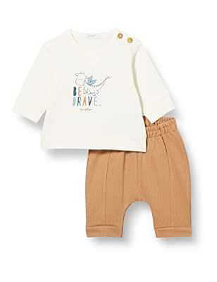 United Colors of Benetton Comp (Jerse+Pantalones) 3ATNA100X Conjunto DE Sudadera, Vainilla Multicolor y marrón 901, 74 Bebé-Niños