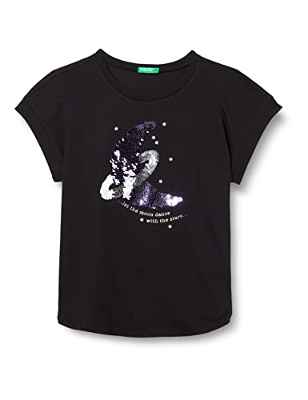 United Colors of Benetton T-Shirt 3i1xc101k Camiseta, Negro 100, 130 cm para Niñas