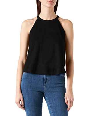 Urban Classics Ladies Peached Rib Neckholder Tank Camiseta Deportiva de Tirantes, Negro (Black 00007), M para Mujer