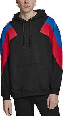 Urban Classics Oversize 3-tone Hoody, Sudadera con Capucha, Hombre, Multicolor (Blk/Brightblue/Firered), M