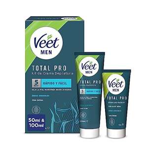 Veet Men Kit de Depilación para Zonas Íntimas, Crema Depilatoria Hombre 100 ml + Bálsamo Post-Depilación 50 ml