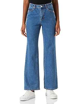 Vero Moda Vmkithy HR Suelto Recto Li368 Ga Noos Jeans, Medio Azul Denim, 30W / 32L para Mujer