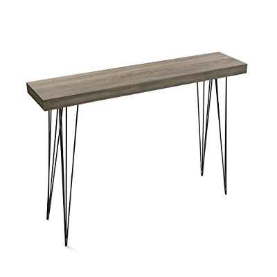 Versa Dallas Mueble Recibidor Estrecho para la Entrada o el Pasillo, Mesa Consola, Medidas (Al x L x An) 80 x 25 x 110 cm, Madera y Metal, Color Marrón