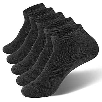 VoJoPi Calcetines Running Hombre, 5 Pares Algodon Calcetines Deporte Tobilleros, Calcetines Hombres Cortos con Anti-Rozaduras y Transpirables, para Fitness, Maratón, Tenis 39-46 - Gris
