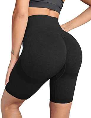 Voqeen Sexy Pantalones de Yoga de Punto Sin Costuras Mujeres Damas de Cintura Alta Leggings de Gimnasio Booty Scrunch Pantalones de Control de Barriga Gruesos Entrenamiento Correr Deportiva
