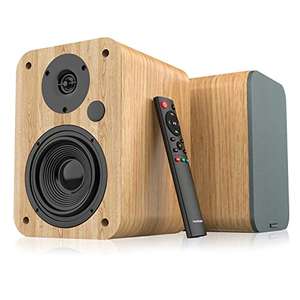 VULKKANO A4 Altavoces Autoamplificados con Woofer de 4", Bluetooth 5.0, Optica, RCA, Coaxial, USB, Monitores de Estudio , Color Marrón