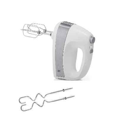 WMF Kult - Batidora de varillas 2 en 1, accesorios para amasar y para batir, acabado de acero inoxidable cromargan mate, 500 W, 5 velocidades, blanco