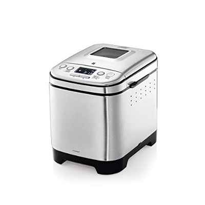WMF Kult X Panificadora 450 W, compacta, 12 programas incluyendo recetas sin gluten,  con pantalla de cristal para ver el proceso y acabados en Acero Inoxidable cromargan