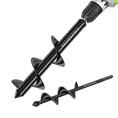 WORKPRO 2-Piezas Broca Espiral de Jardín, Excavadora de Taladro de Jardín, Broca de Taladro Espiral, Broca de Barrena, Excavadora Agujero para Flor Plantando Árboles Arbustos(8 x 30 cm & 4 x 22 cm)