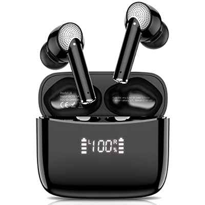 XINDAOER Auriculares Inalámbricos, Auriculares Bluetooth HiFi Estéreo, Cascos inalambricos Bluetooth IPX7 Impermeables, Pantalla LED, Carga Rápida USB-C, Control Táctil, Reproducción de 40H