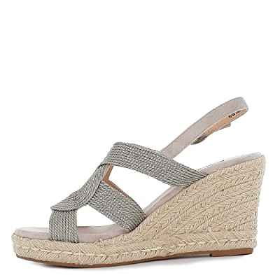 XTI, Sandalias con cuña Mujer, Plomo (45186), 38 EU