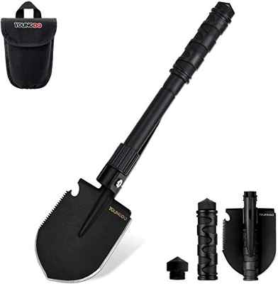 YOUNGDO Mini Pala Plegable Multifuncional, Herramienta de Supervivencia Salvaje para Camping, Senderismo, Actividades al Aire Libre