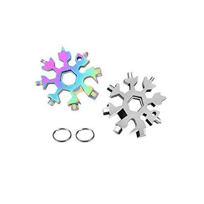 YUEMING 2 Piezas Multiherramienta Copo de Nieve Tarjeta 18 en 1, Mini Herramienta de Copo de Nieve Port ¢til, Multiherramienta Destornillador Abrebotellas Llavero Camping al Aire Libre Tool