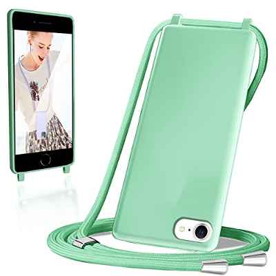 Yutwo Carcasa para iPhone SE 2022/SE 2020 Silicona con Collar Funda Cordón Ajustable Longitud Cadena Lanyard Case Funda con Cordón, Correa de Cuerda para iPhone SE 2022/SE 2020
